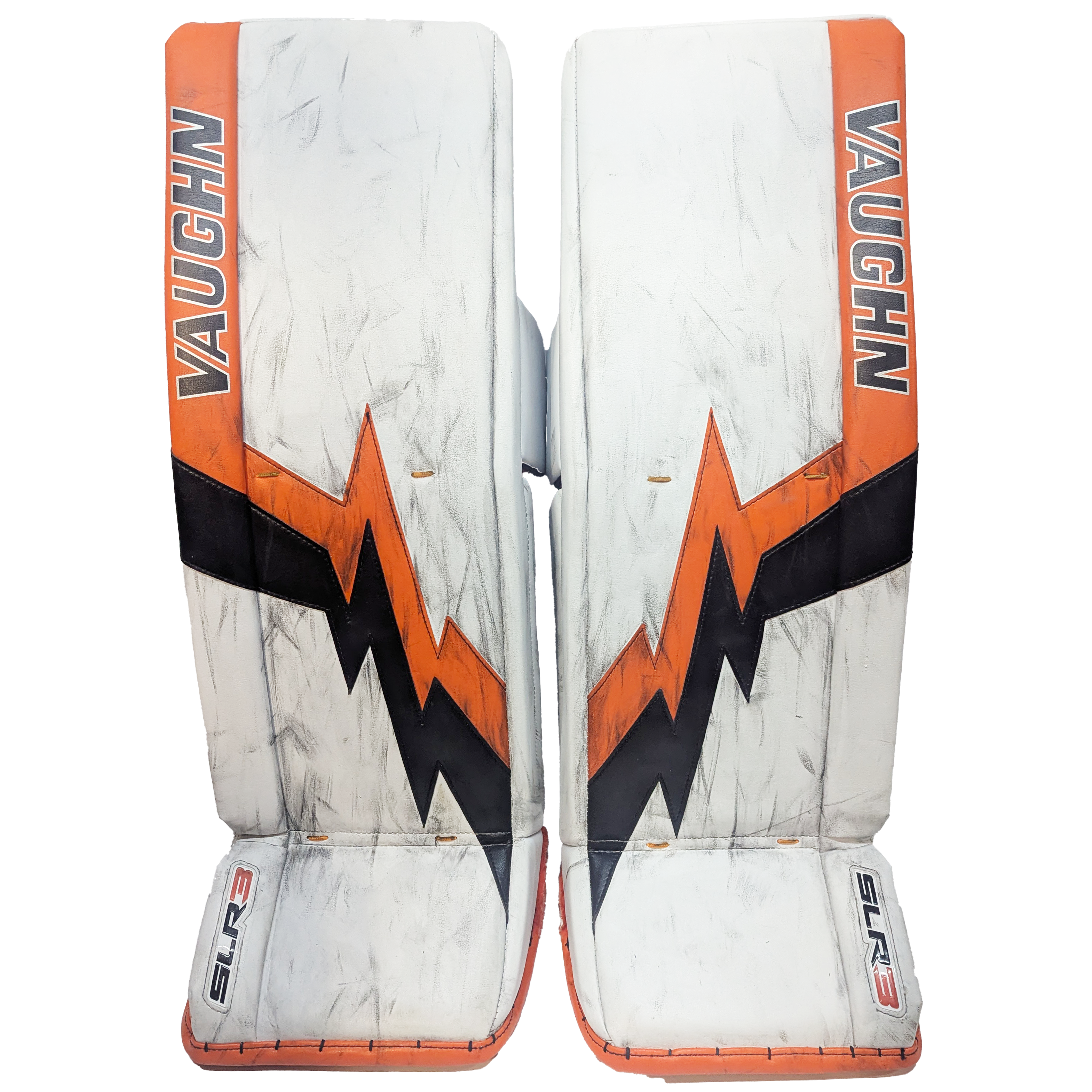 Vaughn Ventus SLR3 - Jambières de gardien de but Pro Stock d'occasion (blanc/orange)